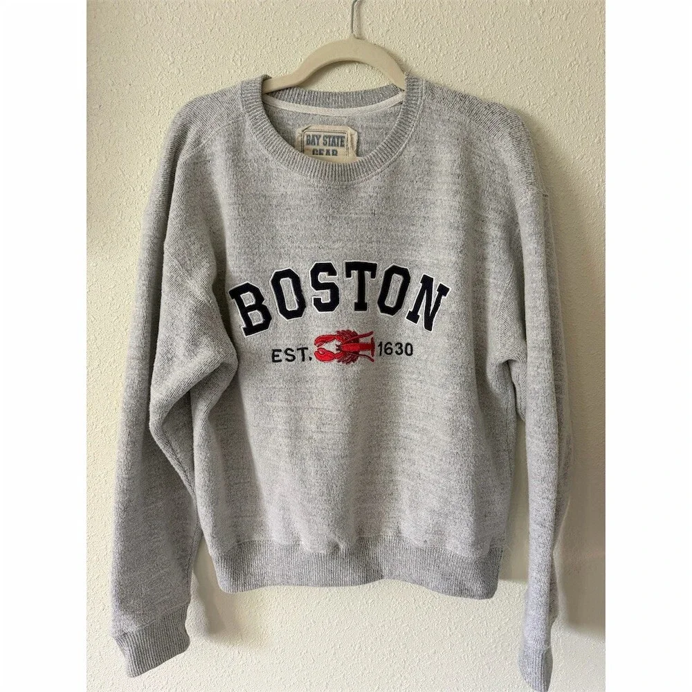 Bay State Gear Sweatshirt Mens M Gray Boston Lobster
